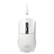MOUSE MARS GAMING WIRELESS Y BLUETOOTH MMW-ELITEW TRI-MODE 2.4GHZ BT 5.4 6 BOTONES 20000 DPI BLANCO