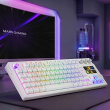 TECLADO MARS GAMING MKMASTERWES USB-C/A TKL SMARTDECK 6 TECLAS LCD SOPORTE GIF RGB CABLE 1.5M BLANCO