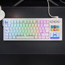 TECLADO MARS GAMING MKMASTERWES USB-C/A TKL SMARTDECK 6 TECLAS LCD SOPORTE GIF RGB CABLE 1.5M BLANCO