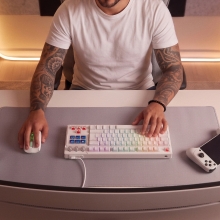 TECLADO MARS GAMING MKMASTERWES USB-C/A TKL SMARTDECK 6 TECLAS LCD SOPORTE GIF RGB CABLE 1.5M BLANCO