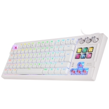 TECLADO MARS GAMING MKMASTERWES USB-C/A TKL SMARTDECK 6 TECLAS LCD SOPORTE GIF RGB CABLE 1.5M BLANCO