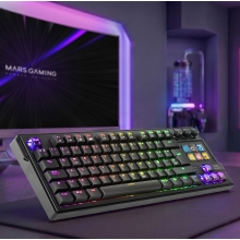 TECLADO MARS GAMING MKMASTERES USB-C/A TKL SMARTDECK 6 TECLAS LCD SOPORTE GIF RGB CABLE 1.5M NEGRO