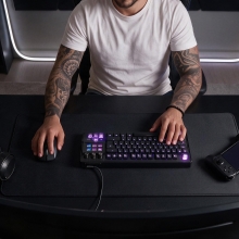 TECLADO MARS GAMING MKMASTERES USB-C/A TKL SMARTDECK 6 TECLAS LCD SOPORTE GIF RGB CABLE 1.5M NEGRO