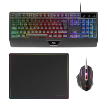 TECLADO MOUSE Y ALFOMBRILLA MARS GAMING MCP124PT PORTUGUES RGB H-MECH, MOUSE HUANO RGB 3200dpi