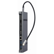 Docking USB-C Genbird 9 en 1 (Hub3.2 + HDMI + DP + VGA + PD + LAN + audio estéreo)