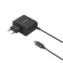 Cargador COOLBOX 65W Gan PD USB-C cable 1.8m Negro