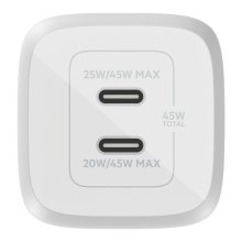 Cargador doméstico Belkin 2xUSB Tipo C Gan Boost Charge Pro 45W (25W + 20W)