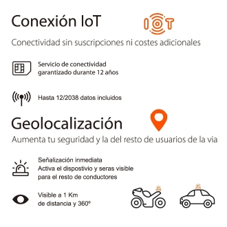 Luz de emergencia baliza geolocalizable eBox V16 IoT DGT EB2508 con funda