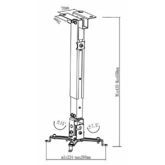 Soporte de techo para proyector TooQ PJ2012T-S ajustable plata