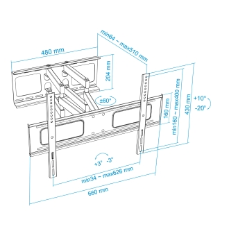 Soporte de pared TooQ LP6270TN-B 37" a 70" con doble brazo