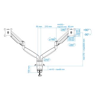 SOPORTE MESA TOOQ DB3132TNR-S 13" A 32" 2 BRAZOS