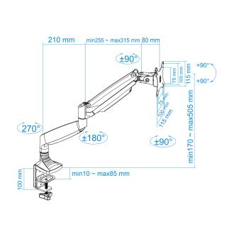 Soporte de mesa TooQ DB3032TNR-S 13" a 32" con brazo plata