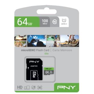 Memoria microSD PNY 64GB Elite con adaptador