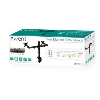 Soporte de mesa Ewent EW1512 de 13" a 32" 2 pantallas con brazo