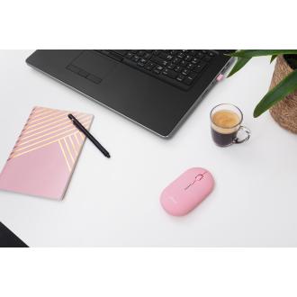 Ratón inalámbrico Trust Puck recargable fino rosa