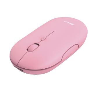 Ratón inalámbrico Trust Puck recargable fino rosa