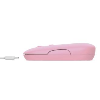 Ratón inalámbrico Trust Puck recargable fino rosa