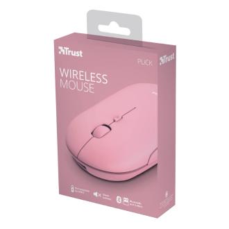 Ratón inalámbrico Trust Puck recargable fino rosa