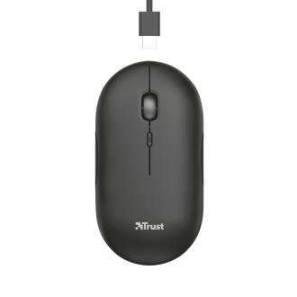 Ratón inalámbrico Trust Puck dual Bluetooth + AdaptadorRF Recargable fino negro