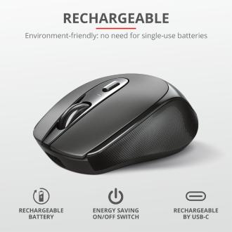 Ratón inalámbrico Trust Zaya recargable gris