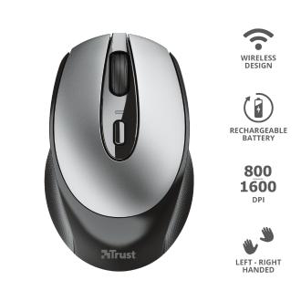 Ratón inalámbrico Trust Zaya recargable gris
