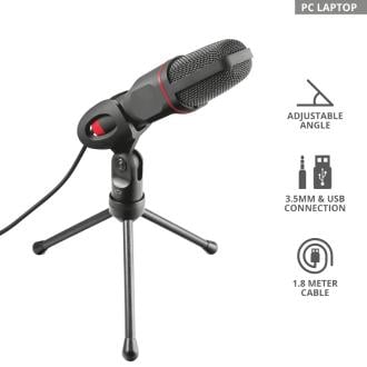 Micrófono Trust Mico con trípode, jack 3.5mm y USB