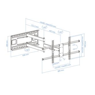 Soporte de pared TooQ LP4380XL-B 43" a 80" con doble brazo