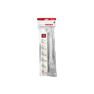 Regleta Equip 6 tomas con interruptor 1.5m blanca