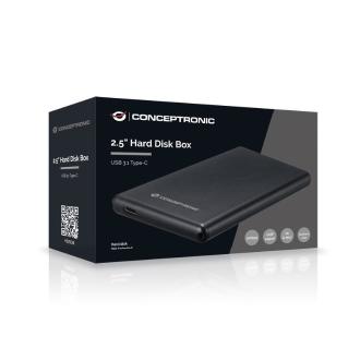 Caja externa Conceptronic HDE02B 2.5" USB tipo c negro