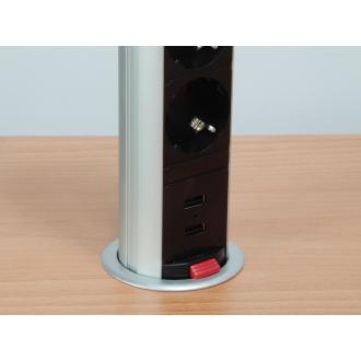 Regleta de mesa Equip Pop-Up 3 tomas + 2xUSB-A