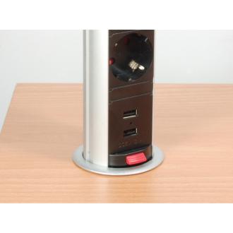 Regleta de mesa Equip Pop-Up 3 tomas + 2xUSB-A