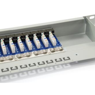 Patch panel 16 puertos CAT6 apantallado gris