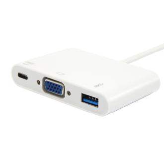 Adaptador Equip USB tipo C a 1xVGA hembra, 1xUSB-A 3.0, 1xUSB-C PD 60W