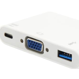 Adaptador Equip USB tipo C a 1xVGA hembra, 1xUSB-A 3.0, 1xUSB-C PD 60W