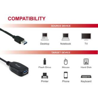 Cable extensor Equip USB-A 3.0 macho/hembra activo 10m negro
