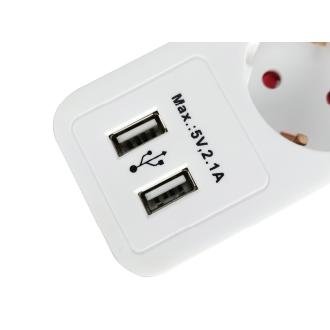 Regleta Equip con 5 tomas + 2xUSB-A 1.5m blanca