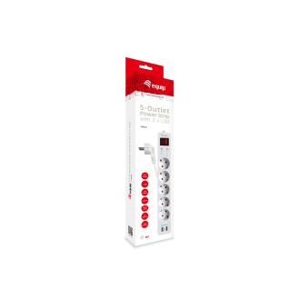 Regleta Equip con 5 tomas + 2xUSB-A 1.5m blanca