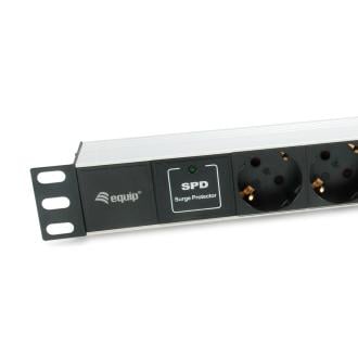 Regleta alimentación Equip rack 19" 1U 7 tomas 2x USB con protección