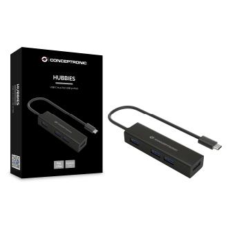 Hub USB tipo C Conceptronic 4 p. USB 3.0 aluminio