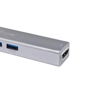 Adaptador Equip USB tipo C a 1xHDMI 3xUSB-A 3.0 + lector de tarjetas