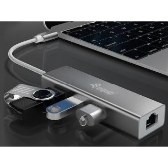 Adaptador Equip tipo C a 3xUSB-A 3.0 1xRJ45 gigabit