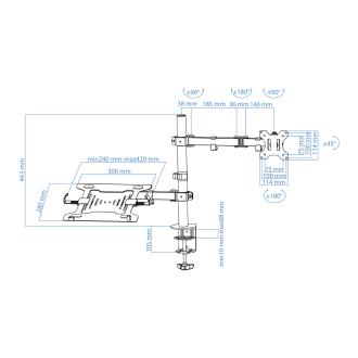 Soporte de mesa TooQ DB1200TN-B de 13" a 32" + portátil brazo