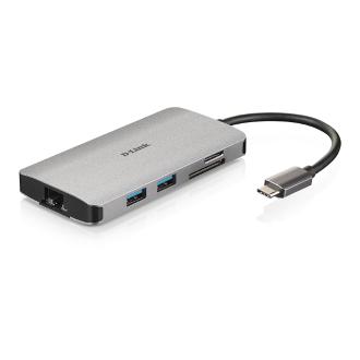 Adaptador USB tipo C D-LINK DUB-M810 1xHDMI 4K 1xUSB-C Pd 100w Thunderbolt 3 3xUSB-A 3.0 1xRj45 Lector De Tarjetas