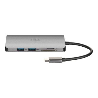 Adaptador USB tipo C D-LINK DUB-M810 1xHDMI 4K 1xUSB-C Pd 100w Thunderbolt 3 3xUSB-A 3.0 1xRj45 Lector De Tarjetas