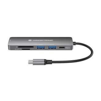 Adaptador USB tipo C Conceptronic 1xHDMI 1xUSB-C Pd 100w 2xUSB-A 1xlector Sd 1xlector Microsd