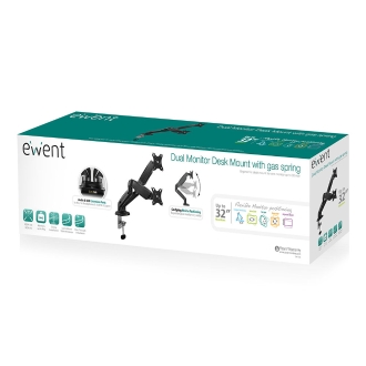 Soporte de mesa Ewent EW116 para 13" a 27" 2 pantallas brazos de gas