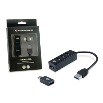 Hub Conceptronic Hubbies04b 4 USB 3.0 + adaptador tipo C