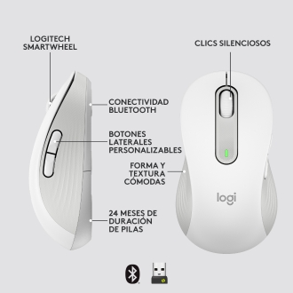 Ratón inalámbrico Logitech M650 4000 DPI blanco