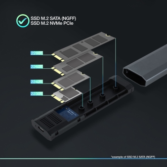 Caja externa TooQ TQE-2223G SSD M.2 NGFF/NVMe plata