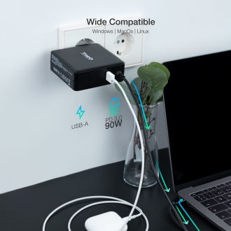Cargador de portátil TooQ USB Tipo C PD3.0 90W negro